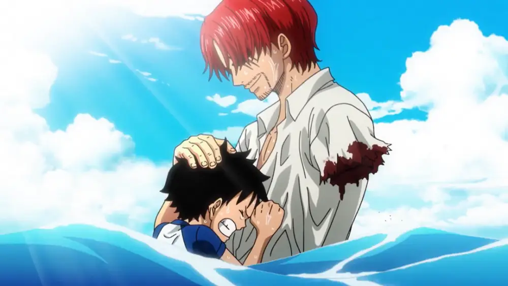 Shanks kehilangan tangannya setelah menyelamatkan Luffy. Shanks kehilangan tangannya setelah menyelamatkan Luffy.