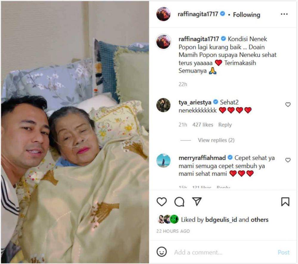 Raffi Ahmad dan Nenek Popon (Instagram.com/raffinagita1717/)