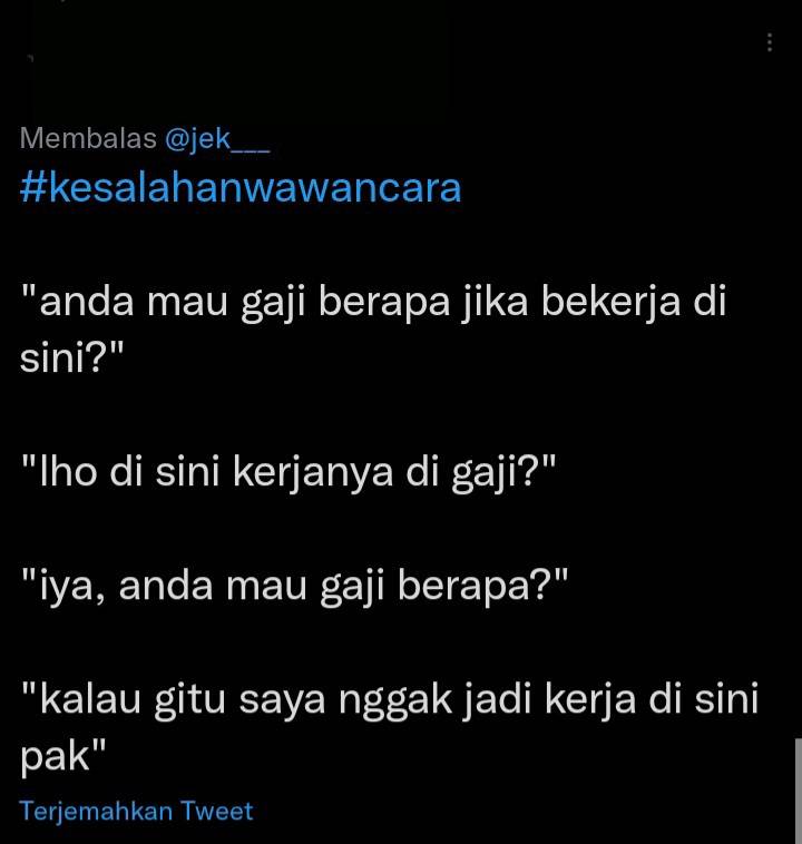 jawaban lucu saat wawancara kerja (twitter.com/sekadarberujar)