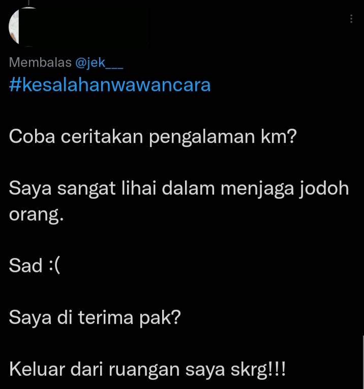 jawaban lucu saat wawancara kerja (twitter.com/permanaa___)