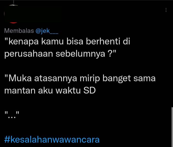 jawaban lucu saat wawancara kerja (twitter.com/jiioouu)