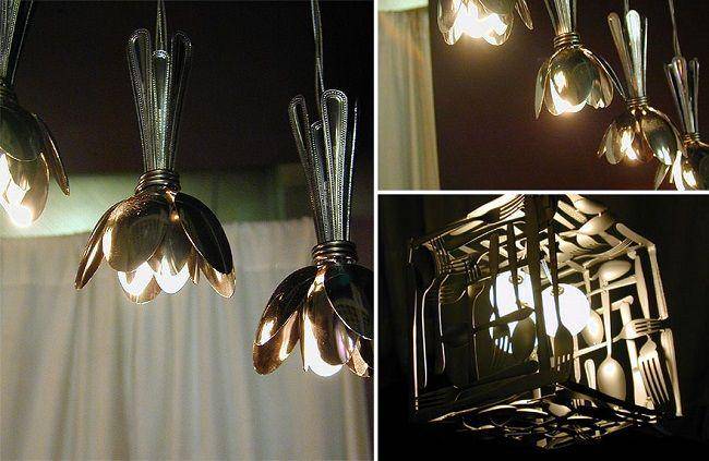 Caping lampu dari sendok makan (boredpanda.com)