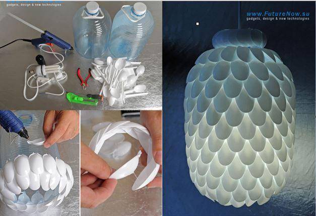 Caping lampu dari limbah sendok plastik (boredpanda.com)