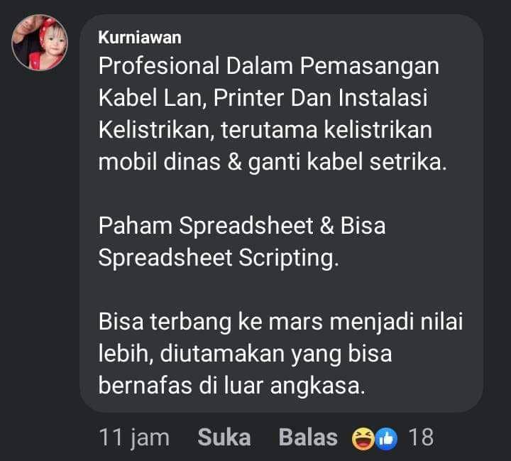 kualifikasi loker gak rasional (facebook.com/Harry Setiawan)