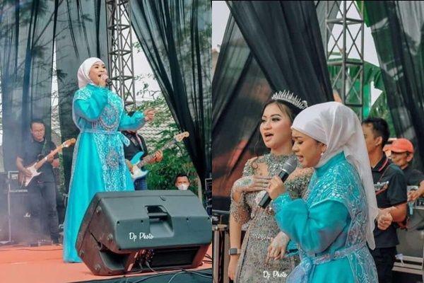10 Potret Ikke Nurjanah Nyanyi di Panggung Hajatan Sederhana
