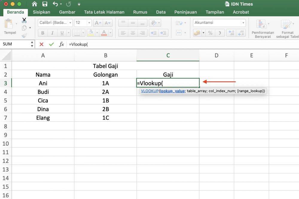 ilustrasi cara menggunakan vlookup beda sheet di Excel (IDN Times/Laili Zain Damaika)