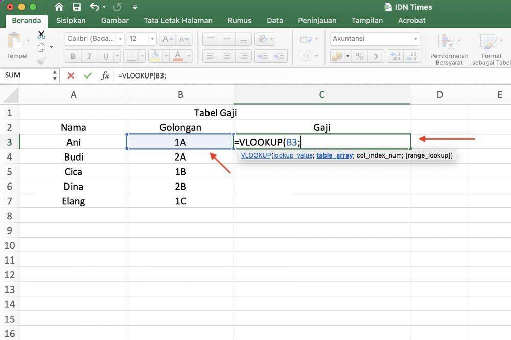 ilustrasi cara menggunakan vlookup beda sheet di Excel (IDN Times/Laili Zain Damaika)