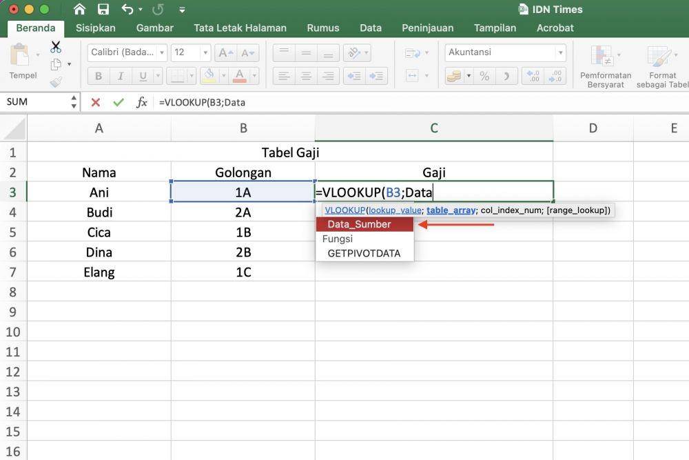 ilustrasi cara menggunakan vlookup beda sheet di Excel (IDN Times/Laili Zain Damaika)