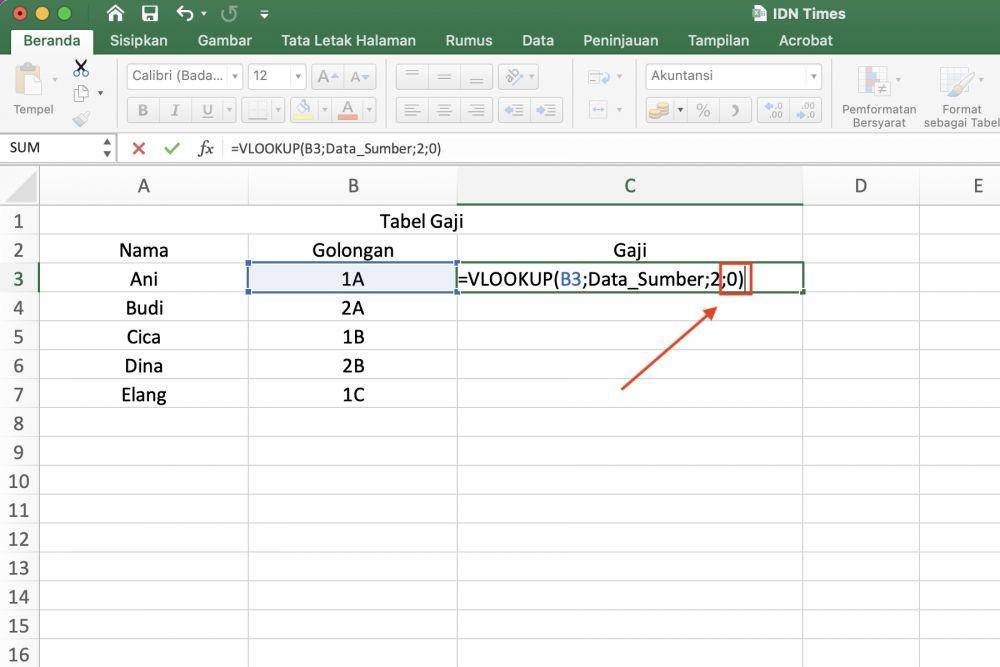 ilustrasi cara menggunakan vlookup beda sheet di Excel (IDN Times/Laili Zain Damaika)