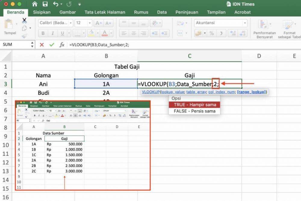 ilustrasi cara menggunakan vlookup beda sheet di Excel (IDN Times/Laili Zain Damaika)