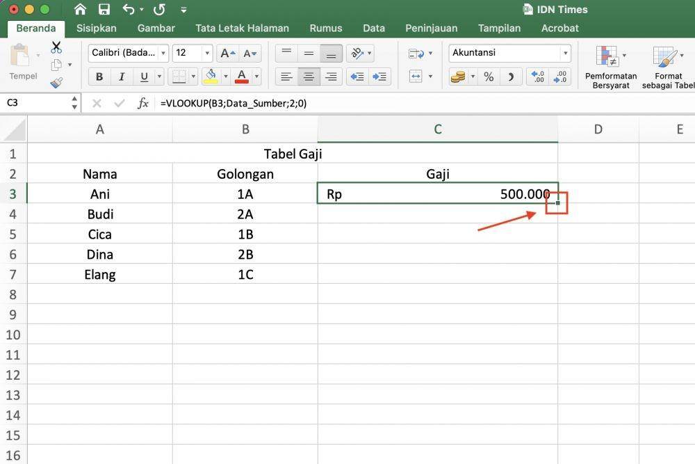ilustrasi cara menggunakan vlookup beda sheet di Excel (IDN Times/Laili Zain Damaika)