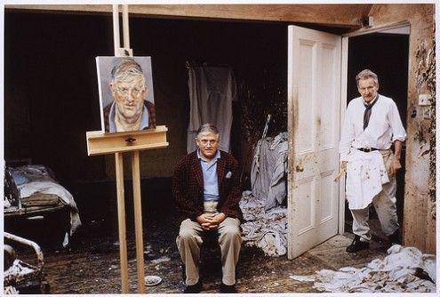 Francis Bacon (kiri) saat sedang dilukis Lucian Freud (pulse.rs)