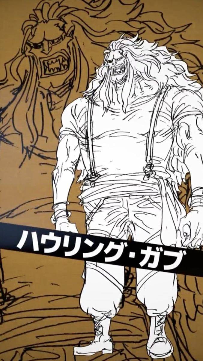 Sketsa Howling Gab untuk One Piece Film Red. (youtube.com/ONE PIECE公式YouTubeチャンネル)