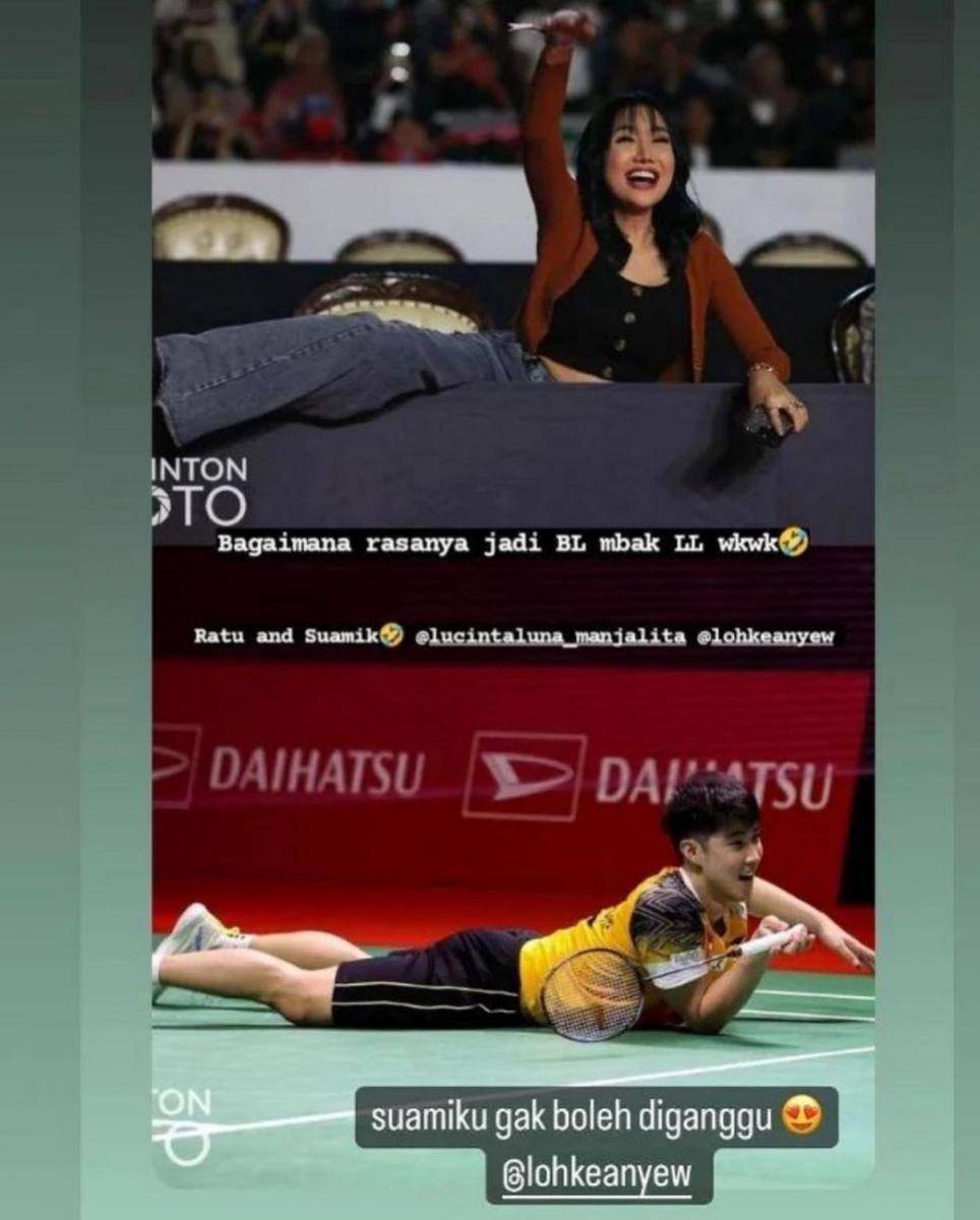 artis nonton badminton (Instagram.com/lucintaluna_manjalita)