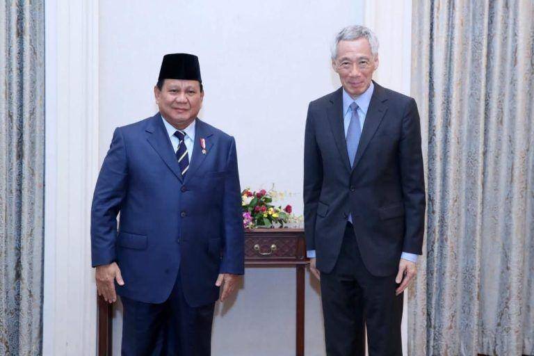 Menhan Prabowo Subianto dan PM Singapura Lee Hsien Loong, Sabtu (11/6/2022). (Dok/Kementerian Pertahanan Republik Singapura)