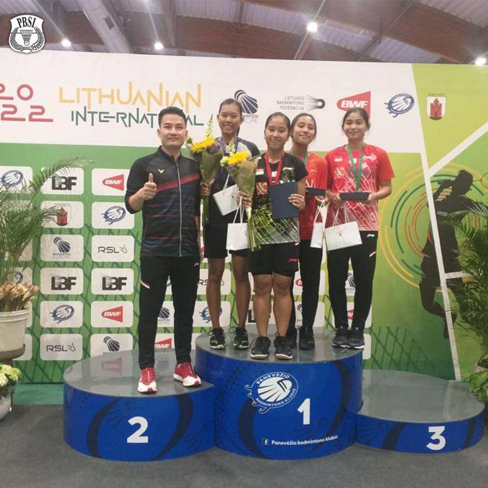 podium tunggal putri Lithuanian International 2022 (instagram.com/badminton.ina)