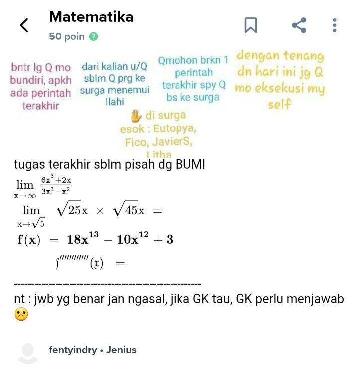 pertanyaan nyeleneh Brainly (brainly.co.id/mapel/matematika)