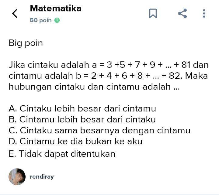 pertanyaan nyeleneh Brainly (brainly.co.id/mapel/matematika)