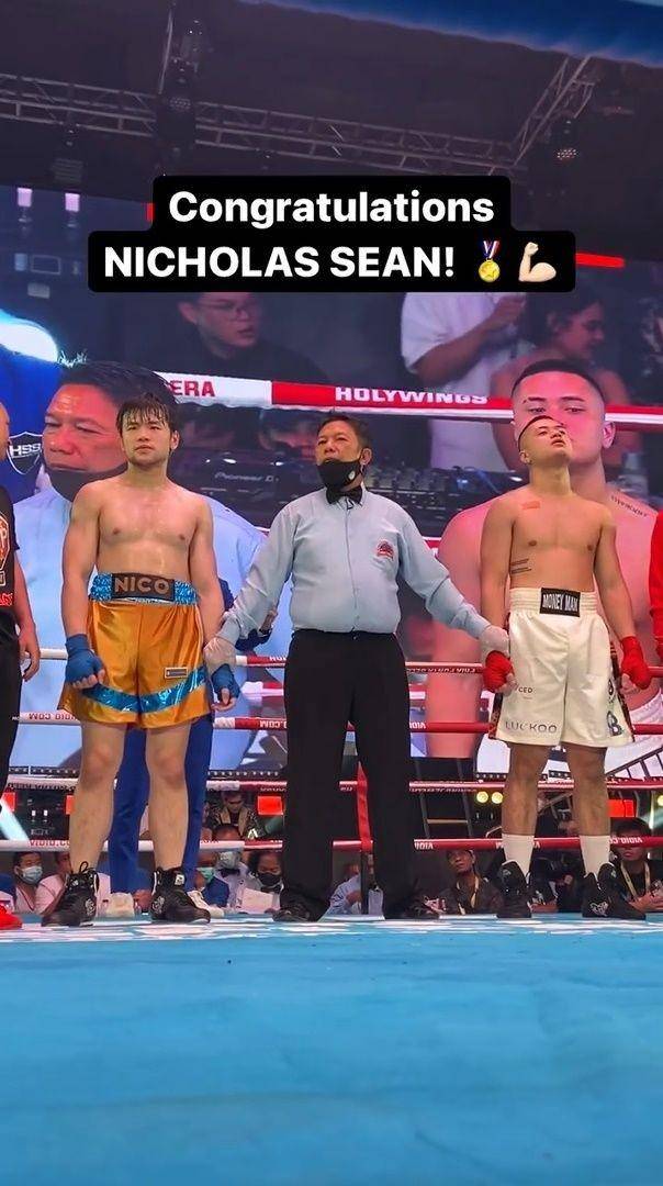 Nicholas Sean menang tinju (instagram.com/holywingssportshow)