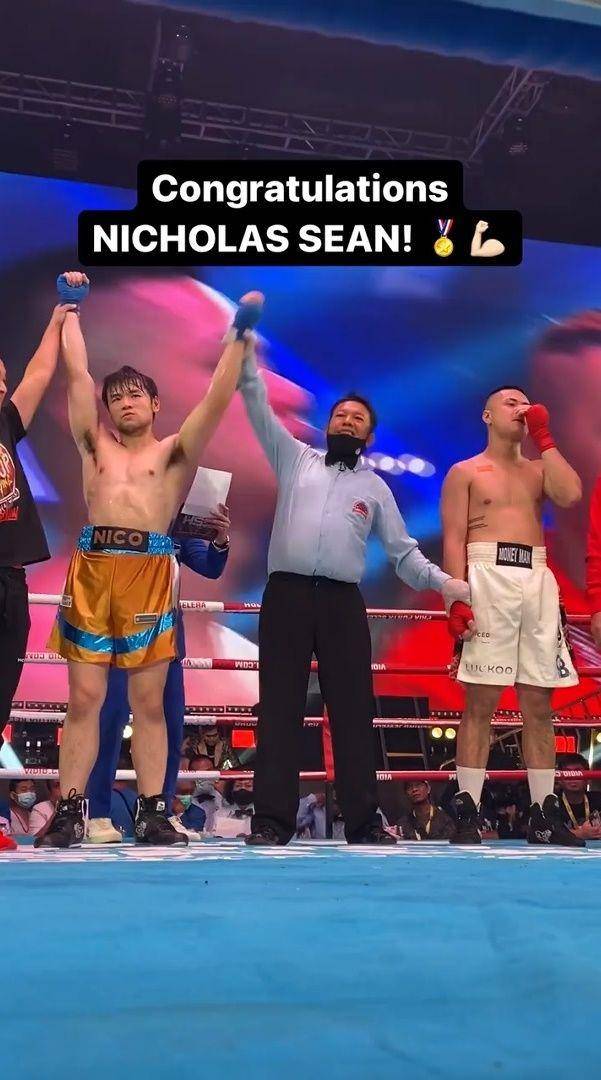 Nicholas Sean menang tinju (instagram.com/holywingssportshow)