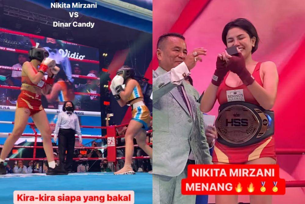 momen Nikita Mirzani dan Dinar Candy duel tinju (instagram.com/holywingssportshow)