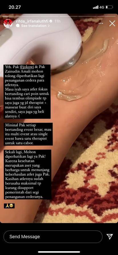 Curhatan pesenam Indonesia di Instagram (Instagram.com/rifda_irfanaluthfi)a