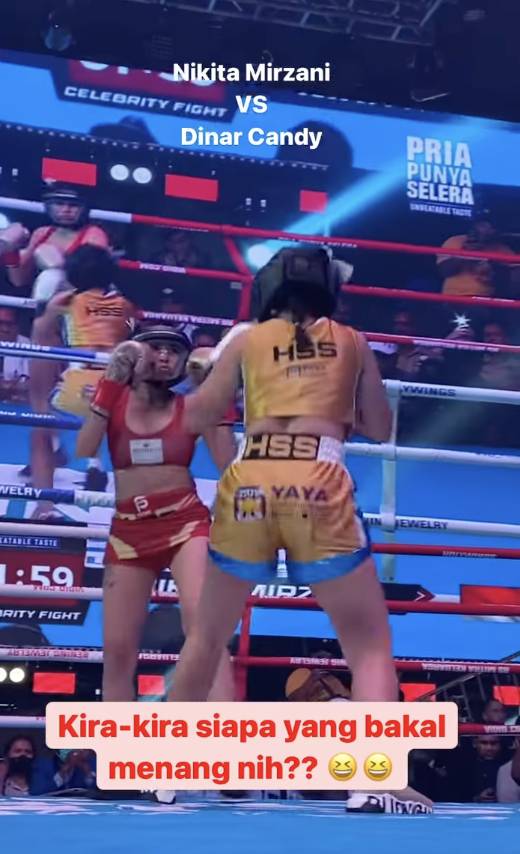 momen Nikita Mirzani dan Dinar Candy duel tinju (instagram.com/holywingssportshow)