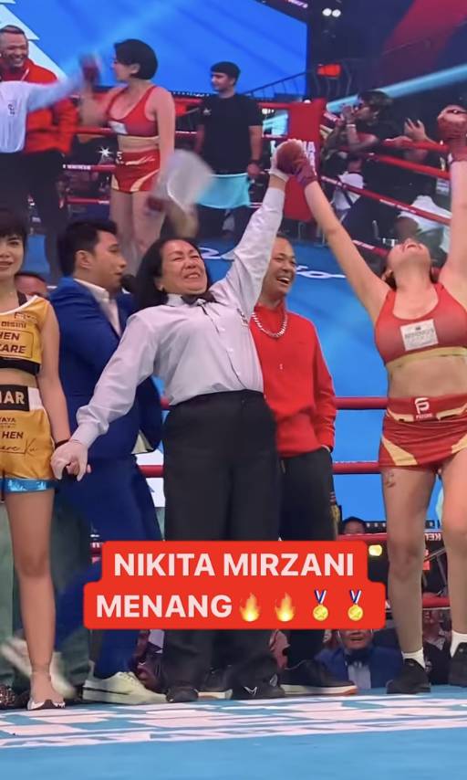 momen Nikita Mirzani dan Dinar Candy duel tinju (instagram.com/holywingssportshow)