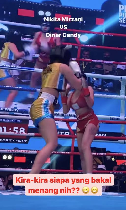 momen Nikita Mirzani dan Dinar Candy duel tinju (instagram.com/holywingssportshow)