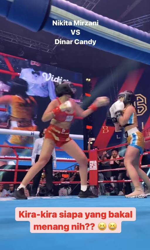momen Nikita Mirzani dan Dinar Candy duel tinju (instagram.com/holywingssportshow)