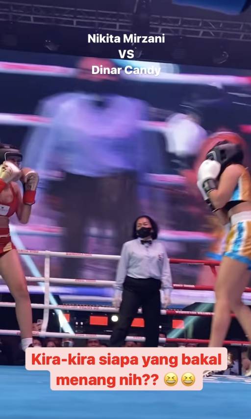 momen Nikita Mirzani dan Dinar Candy duel tinju (instagram.com/holywingssportshow)