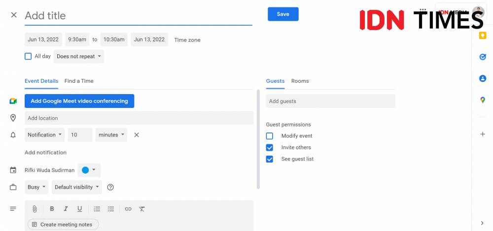 ilustrasi fitur cal.new Google Calendar (IDN Times/Rifki Wuda Sudirman)