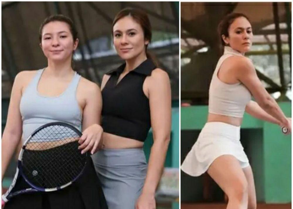 Wulan Guritno saat bermain tenis. Instagram.com/wulanguritno
