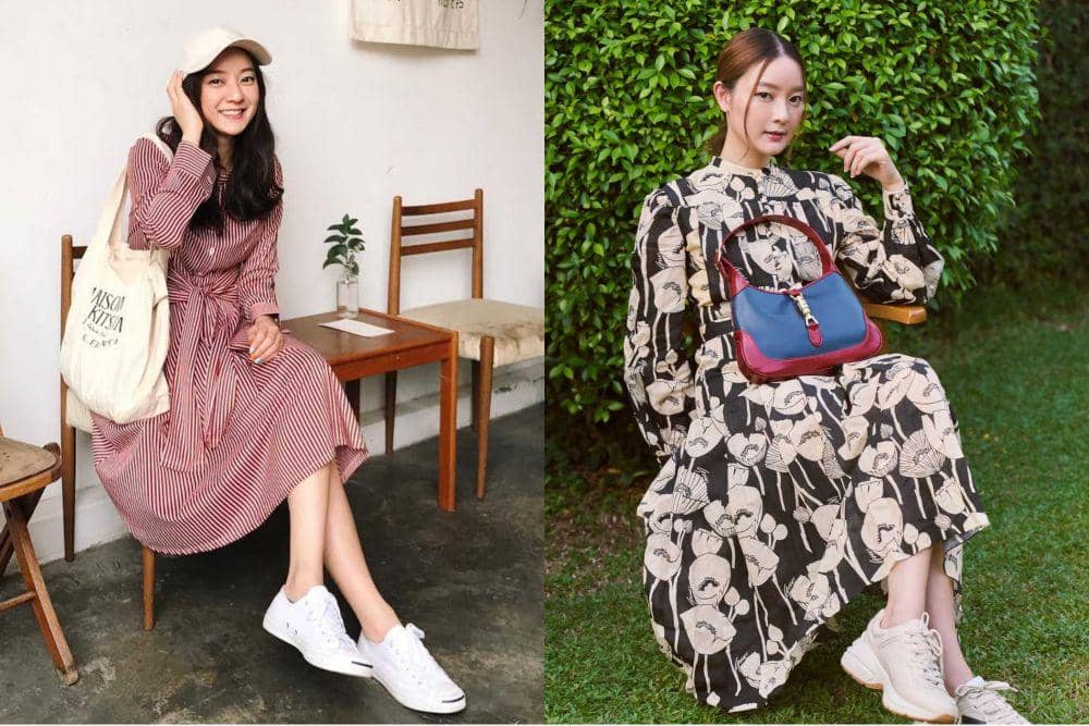 10 Ide Kombinasi Dress dan Sneakers ala Ink Waruntorn, Chic!