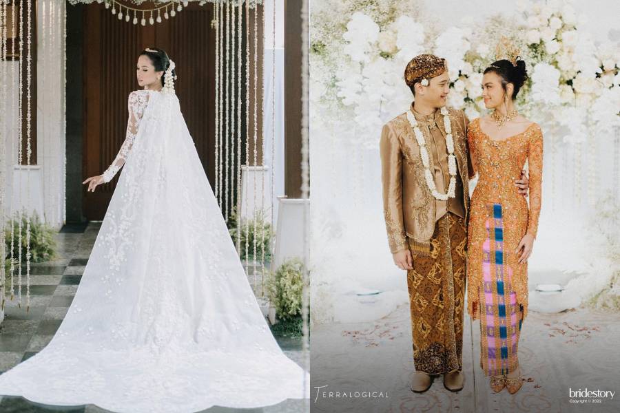 Kebaya akad pernikahan. (instagram.com/maudyayunda / instagram.com/thebridestory)