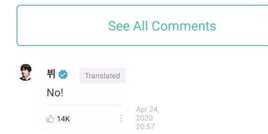 komentar balasan V pada Army yang mengajaknya menikah (twitter.com/@onlybtsrule)