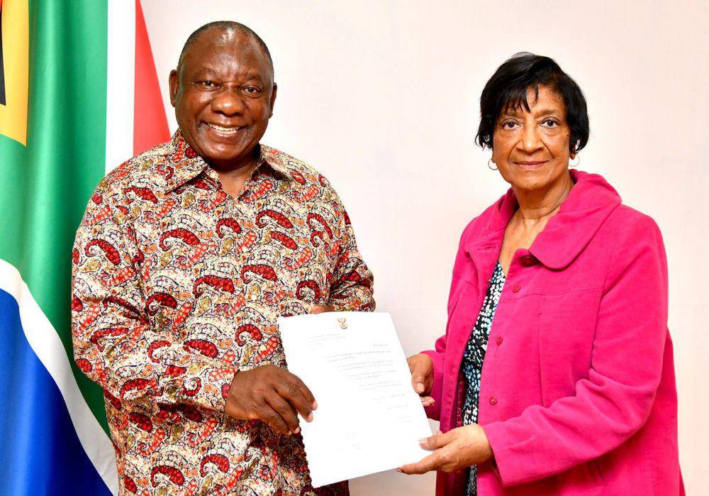 Presiden Afrika Selatan Cyril Ramaphosa dan ketua Dewan HAM PBB  Navanethem “Navi” Pillay (twitter.com/PresidencyZA)