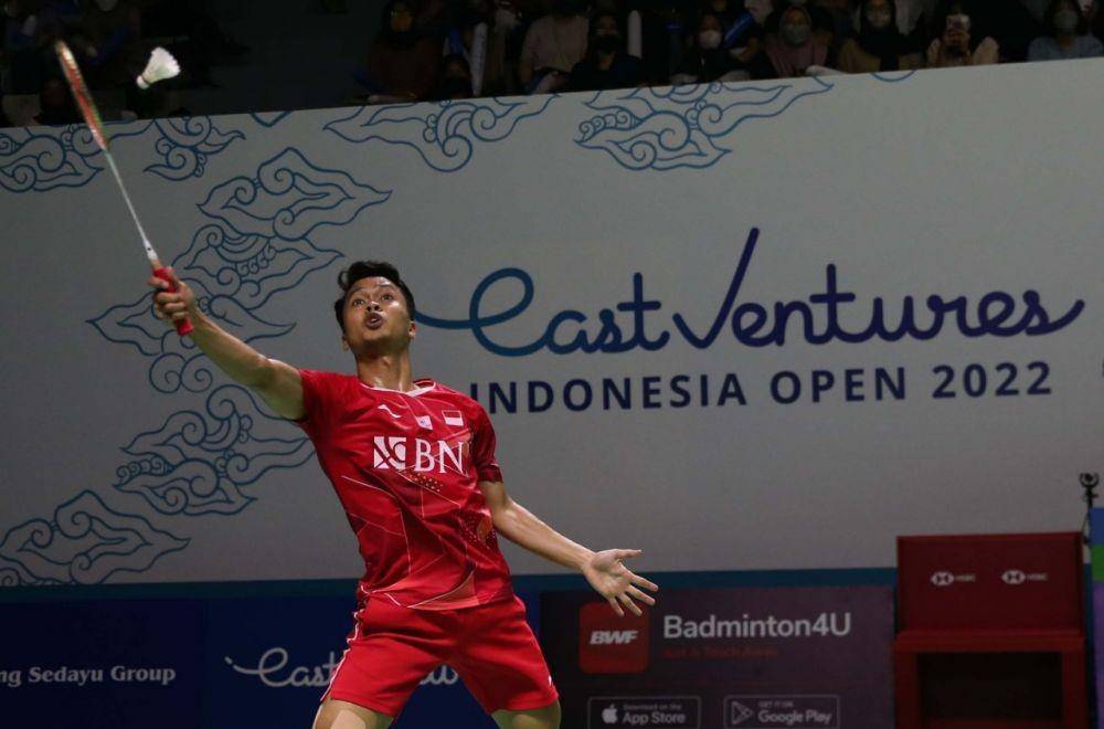 Anthony Sinisuka Ginting di 32 besar East Ventures Indonesia Open 2022 (dok. PP PBSI)