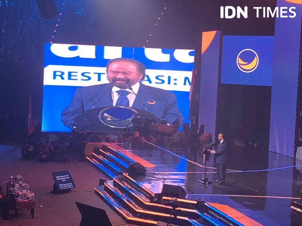 Ketua Umum Partai Nasional Demokrat (Nasdem), Surya Paloh ketika membuka Rakernas (IDN Times/Melani)