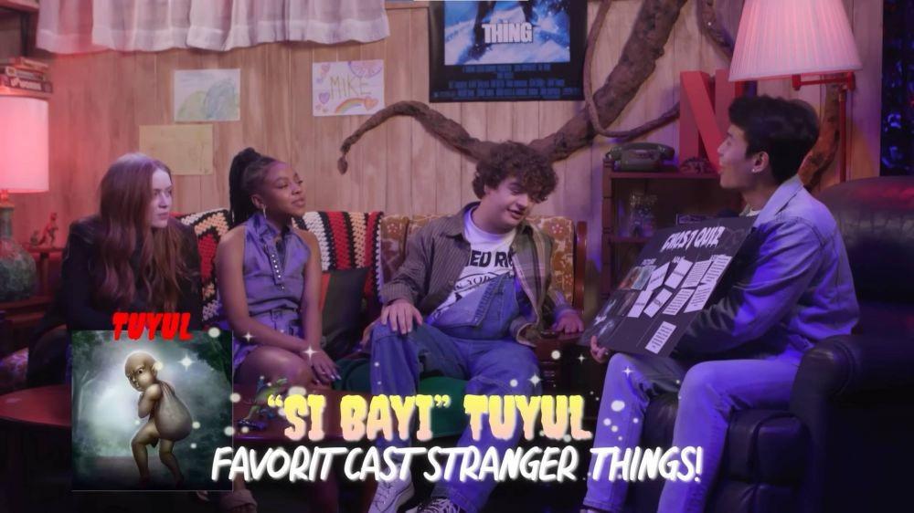 10 Momen Cast Stranger Things Tebak Hantu Indonesia, Suka Tuyul!