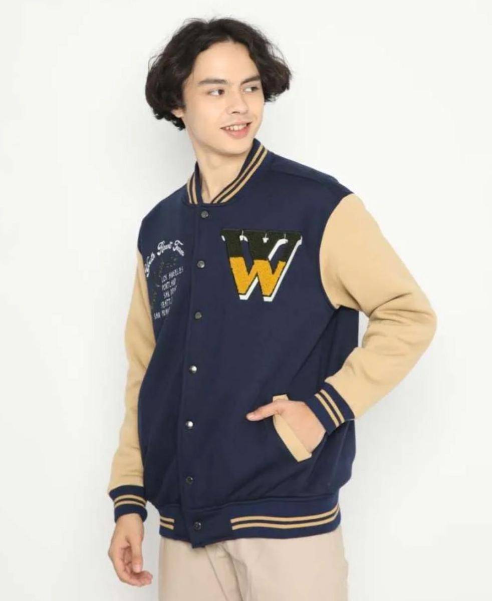 Erigo | Varsity Jacket Mauve Navy (blibli.com/ArriSport)