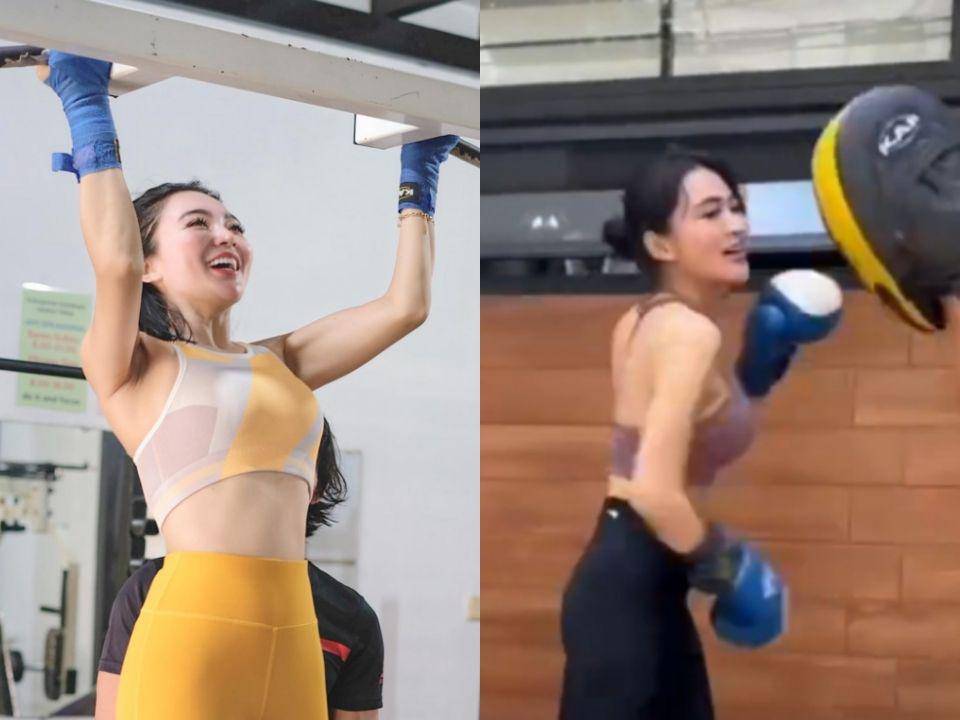 Wika Salim berlatih Muay Thai. (instagram.com/wikasalim | instagram.com/aragym_paja)