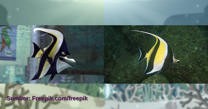 karakter Gill dan ilustrasi moorish idol (dok. Pixar Animation Studios/Finding Nemo | flickr.com/LASZLO ILYES)