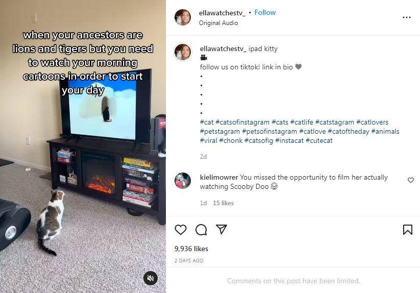 Ella yang sedang menonton TV (Instagram/ellawatchestv_)
