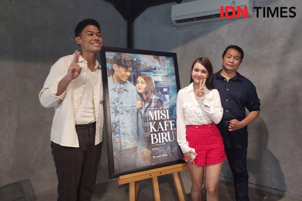 Michelle Ziudith dan Nuca dalam Media Gathering film Misi Kafe Biru di Jakarta pada Senin (20/6/2022) (IDN Times/Erfah Nanda)