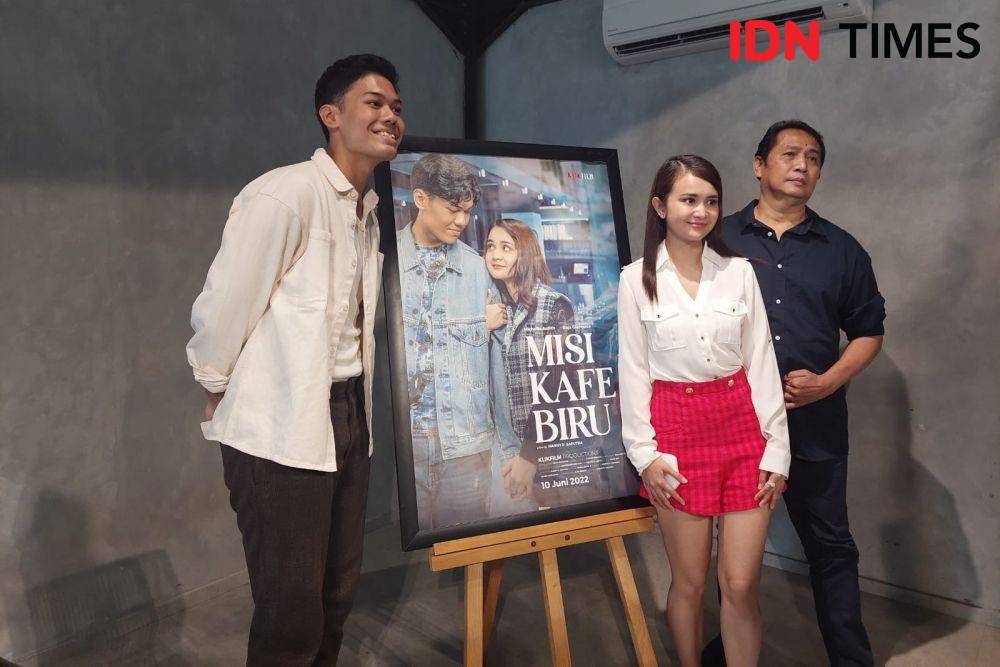 Michelle Ziudith dan Nuca dalam Media Gathering film Misi Kafe Biru di Jakarta pada Senin (20/6/2022) (IDN Times/Erfah Nanda)