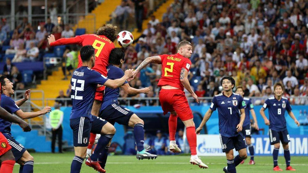 Jepang melawan Belgia pada babak enam belas besar Piala Dunia 2018. (skysports.com)