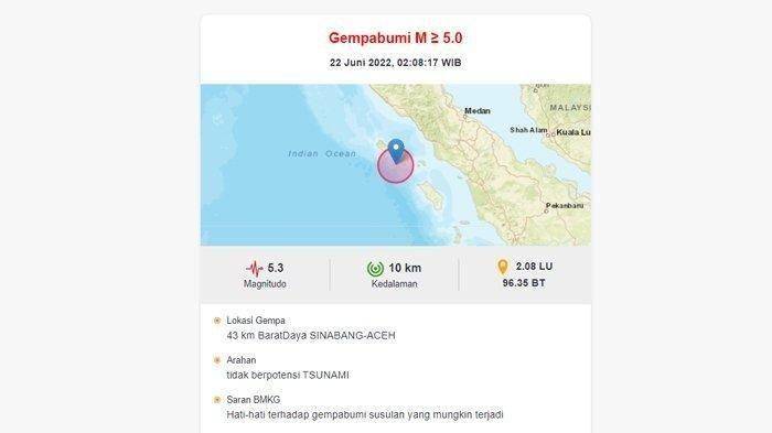 Gempa Sinabang Aceh. Foto: BMKG.
