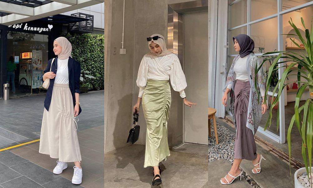 style hijab dengan drawstring skirt (instagram.com/inikiranaaa__| instagram.com/s.nvt | instagram.com/bbyjiangel_)