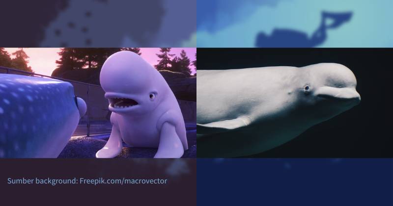 karakter Bailey dan ilustrasi beluga (dok. Pixar Animation Studios/Finding Dory | unsplash.com/Mendar Bouchali)
